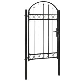 Poartă de gard cu arcadă, negru, 100 x 175 cm, oțel, 2 image