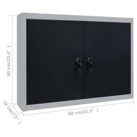 Dulap de perete pentru unelte gri & negru metal stil industrial, 8 image