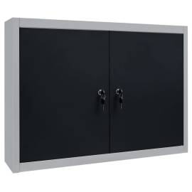 Dulap de perete pentru unelte gri & negru metal stil industrial, 2 image