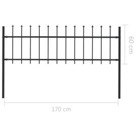 Gard de grădină cu vârf suliță, negru, 1,7 x 0,6 m, oțel, 5 image