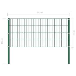 Panou de gard cu stâlpi, verde, 1,7 x 0,8 m, fier, 4 image