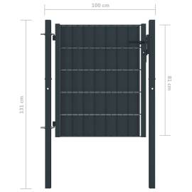 Poartă de gard, antracit, 100x81 cm, pvc și oțel, 4 image