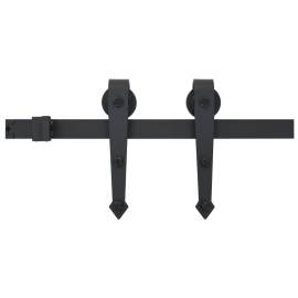 Set feronerie pentru uși glisante, negru, 200 cm, oțel, 2 image