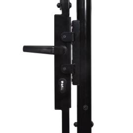 Poartă de gard, o ușă, cu vârf suliță, negru, 1 x 1,2 m, oțel, 4 image