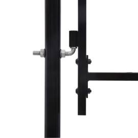 Poartă de gard, o ușă, cu vârf suliță, negru, 1 x 1,2 m, oțel, 3 image