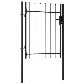 Poartă de gard, o ușă, cu vârf suliță, negru, 1 x 1,2 m, oțel, 2 image