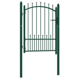 Poartă de gard cu țepușe, verde, 100x125 cm, oțel, 2 image