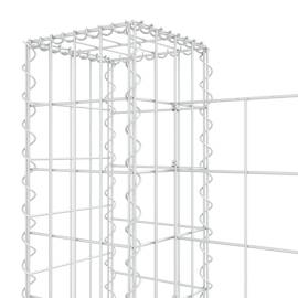 Coș de gabion în formă de u, 2 stâlpi, 140x20x100 cm, fier, 5 image