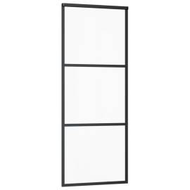 Ușă glisantă, negru, 76x205 cm, sticlă esg și aluminiu, 3 image