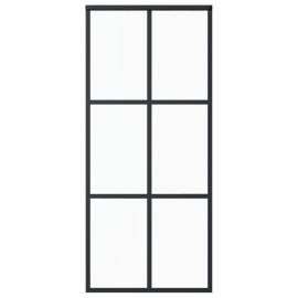 Ușă glisantă, negru, 90x205 cm, sticlă esg și aluminiu, 2 image