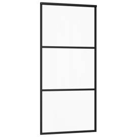 Ușă glisantă, negru, 90x205 cm, sticlă esg și aluminiu, 3 image