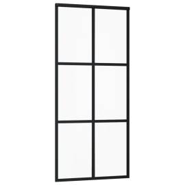 Ușă glisantă, negru, 90x205 cm, sticlă esg și aluminiu, 3 image