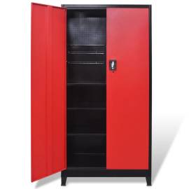 Dulap scule cu 2 uși, oțel, 90 x 40 x 180 cm, negru și roșu, 11 image