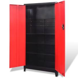 Dulap scule cu 2 uși, oțel, 90 x 40 x 180 cm, negru și roșu, 2 image