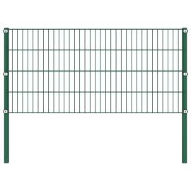Panou de gard cu stâlpi, verde, 10,2 x 0,8 m, fier, 2 image