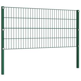 Panou de gard cu stâlpi, verde, 10,2 x 0,8 m, fier, 3 image
