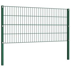 Panou de gard cu stâlpi, verde, 11,9 x 0,8 m, fier, 3 image
