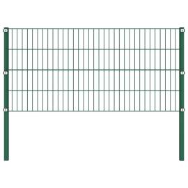 Panou de gard cu stâlpi, verde, 11,9 x 0,8 m, fier, 2 image