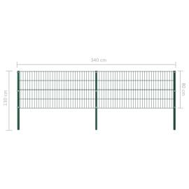 Panou de gard cu stâlpi, verde, 3,4 x 0,8 m, fier, 5 image