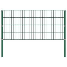 Panou de gard cu stâlpi, verde, 8,5 x 0,8 m, fier, 2 image