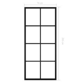Ușă glisantă, negru, 76x205 cm, aluminiu și sticlă esg, 7 image