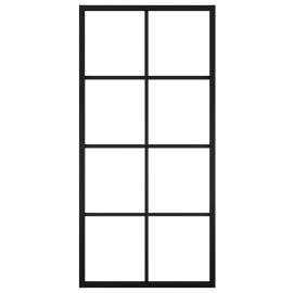 Ușă glisantă, negru, 90x205 cm, aluminiu și sticlă esg, 4 image