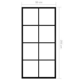 Ușă glisantă, negru, 90x205 cm, aluminiu și sticlă esg, 8 image