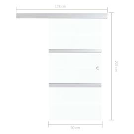 Ușă glisantă cu opritoare soft, 90x205 cm, sticlă esg/aluminiu, 8 image