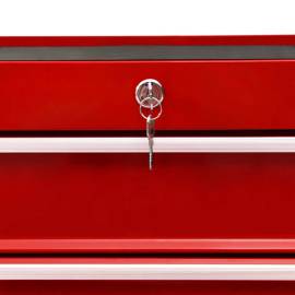 Cărucior de scule cu 10 sertare, roșu, oțel, 6 image
