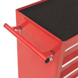 Cărucior de scule cu 10 sertare, roșu, oțel, 5 image