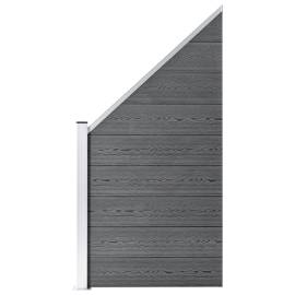 Set panouri gard, 1 pătrat + 1 oblic, gri, 273x186 cm, wpc, 2 image