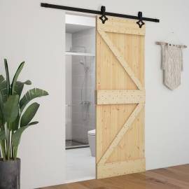 Ușă glisantă cu set feronerie, 80x210 cm, lemn masiv de pin, 6 image