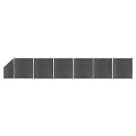Set de panouri de gard, 1138x(105-186) cm, negru, wpc