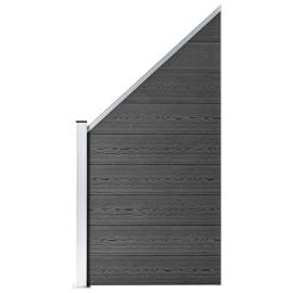 Set de panouri de gard, 1138x(105-186) cm, negru, wpc, 2 image