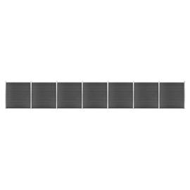 Set de panouri de gard, negru, 1218x186 cm, wpc