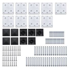 Set de panouri de gard, negru, 1311x(105-186) cm, wpc, 10 image