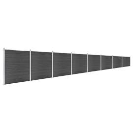 Set de panouri de gard, negru, 1391x186 cm, wpc, 2 image