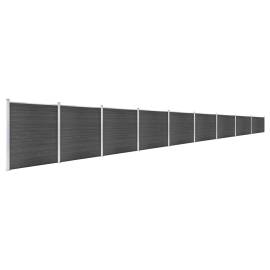 Set de panouri de gard, negru, 1564x186 cm, wpc, 2 image