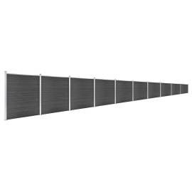 Set de panouri de gard, negru, 1737x186 cm, wpc, 2 image