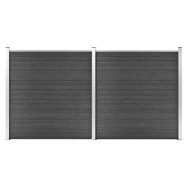 Set de panouri de gard, negru, 353 x 186 cm, wpc