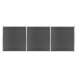 Set de panouri de gard, negru, 526 x 186 cm, wpc