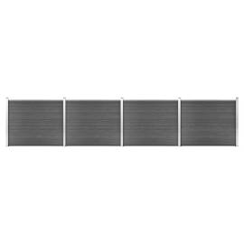 Set panouri gard, 699x146 cm, negru, wpc