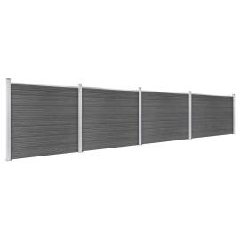 Set panouri gard, 699x146 cm, negru, wpc, 2 image