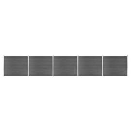 Set panouri gard, 872x146 cm, negru, wpc