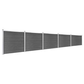 Set panouri gard, 872x146 cm, negru, wpc, 2 image