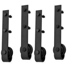 Seturi de feronerie uși glisante, 2 buc., negru, 200 cm, oțel, 5 image