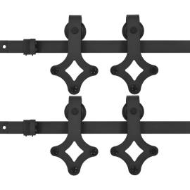 Seturi feronerie uși glisante, 2 buc., negru, 183 cm, oțel, 2 image