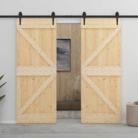 Ușă glisantă cu set feronerie, 100 x 210 cm, lemn masiv de pin, 5 image
