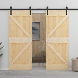 Ușă glisantă cu set feronerie, 90 x 210 cm, lemn masiv de pin, 11 image