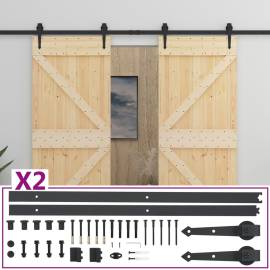 Ușă glisantă cu set feronerie, 90 x 210 cm, lemn masiv de pin, 2 image